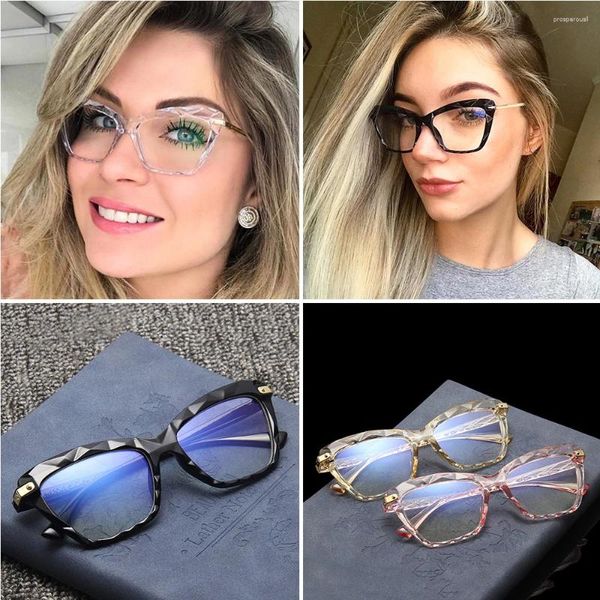 Sonnenbrillen Frames Frauen Katzen Augentyp Antiblau -Licht Brille Schwarze Rahmen blockieren Computer weibliche Brillen