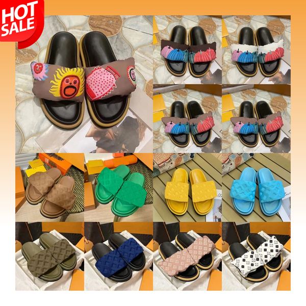 Designer Slipper Slide sandali da donna cuscinetto piscina talloni di cotone pantofole di comfort piatto muli cuscinetto cuscinetto cuscino di lusso muli piatti imbottiti cloud color sun 2024