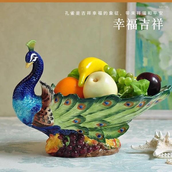 Piatti dessert ceramico piatto di frutta decorazione per casa decorazioni creative pavone asciutto