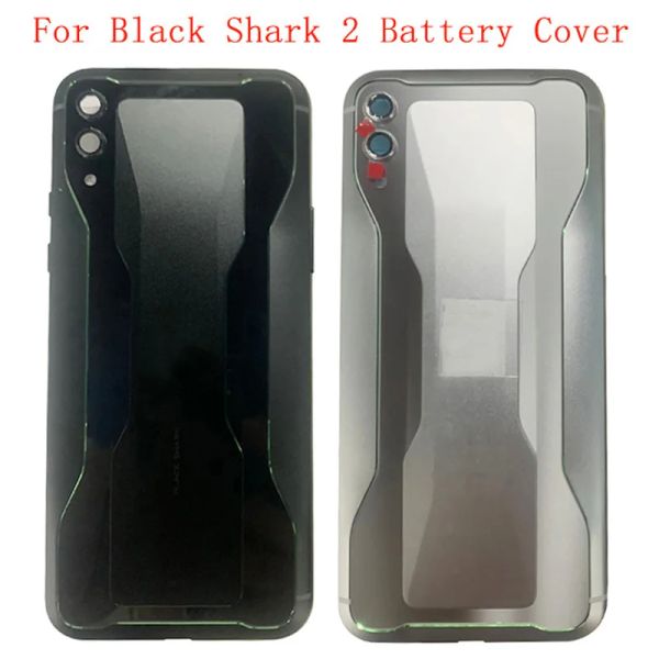 Armazias da caixa da caixa da bateria Caixa traseira da porta traseira para Xiaomi Black Shark 2 Tampa da bateria Lente da moldura da câmera com logotipo