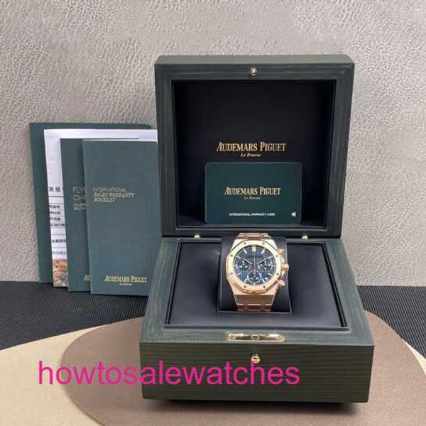 Luxo AP Wrist Watch Royal Oak Series 26240or Blue disco 18k Rose Gold Watch Machine automática 41mm