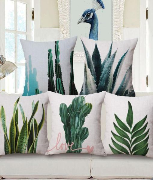 Modern Botanical Cushion Cover nórdico Sofá Prave de Planta Caso Folhas Folhas Cactus Almofada Planta Cojines de abacaxi1591223