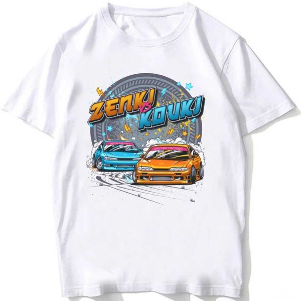 Camisetas masculinas Silvia S14 Louki vs Zenki Silvia S13 S15 Drift King Style T-shirt Novo verão Men Short Slve JDM Sport Anime Cartoon Boy TS T240425