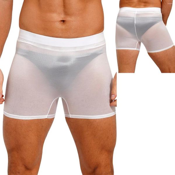 Frauenhöfen Herren Dessous Boxer zu unterbinden Semi-Through Shorts Dehne Low-Rise-Kurzhose Unterwäsche Schwimmleggierungen Fitness Fitness