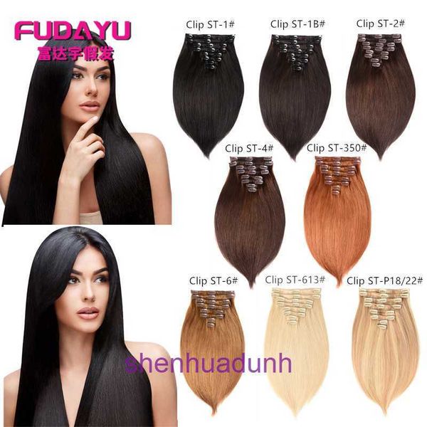 Hair 100% Humanos Lace Full Wigs Clip Clip Clip Real Human Human Desen Peça Peruca Longa Longa Cores Múltiplas para Mulheres