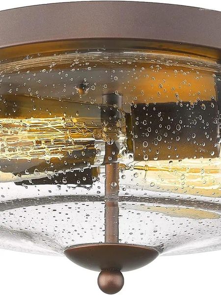 Luci a soffitto Apparecchi di lampade in bronzo a olio-robbo ad olio monte a filo esterno interno con tonalità di vetro seminata per