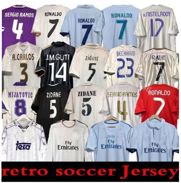 Maglie da calcio retrò Ronaldo retrò Real Madrids Benzema Guti 13 14 15 16 17 18 Raul 94 95 96 97 98 99 00 01 02 03 03 05 Vin Jr Carlos Seegio Sergio Ramos Shirt S-XXL