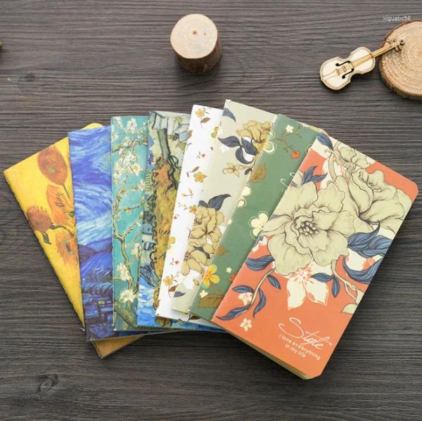 24 листы 17x9cm Memo Pad Vintage Paper Diary Notebook Van Gogh Mini Mini School Mini School Office Stationery