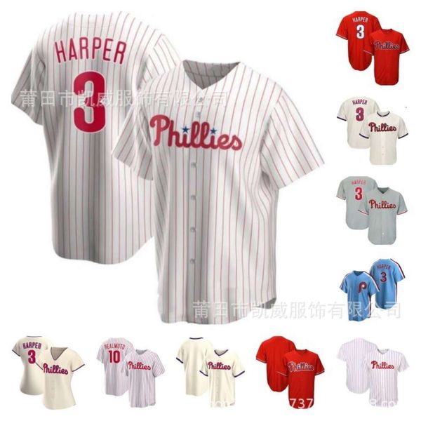 Maglie da baseball 2022 vestiti autunnali Philadelphia 3# ricamato a strisce per bambini per bambini da fuoco da uomo