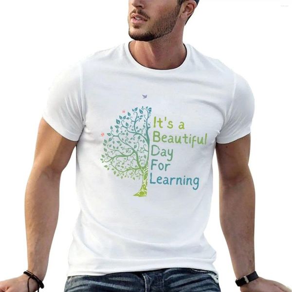 Polos masculinos é um lindo dia para aprender professores retrô .... camiseta preto em branco Summer top top t camisetas homens homens