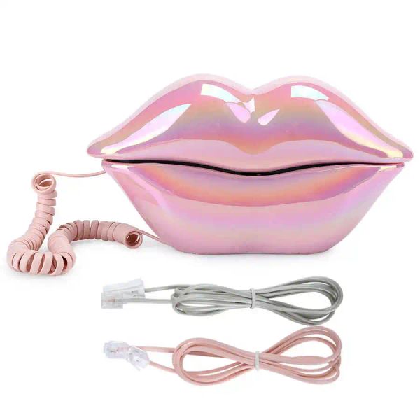 Accessori Elettroplando Pink Funny Lip Telephone WX 3016 Funzione di archiviazione alla moda Funzione di archiviazione Home Telephone per labbra elettroplanti