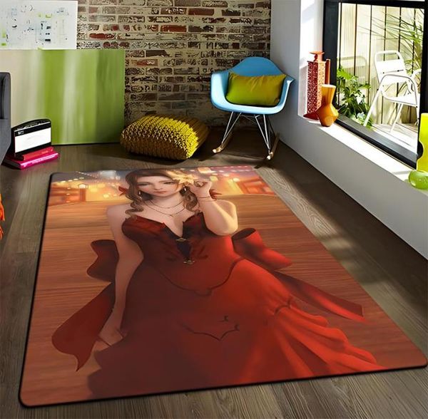 Teppiche Final Fantasy Teppich Kunst gedrucktes Wohnzimmer Schlafzimmer Kinder39s Teppiche Weiche Küchenbereich Teppich Nonslip Flanell Floor MAT1580311