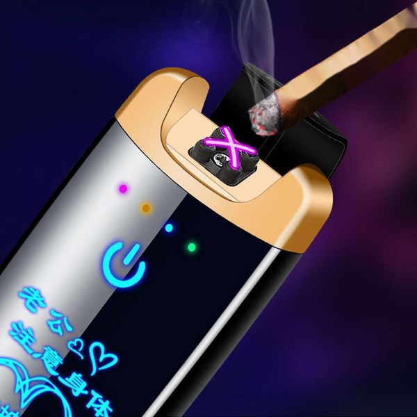 Metal de metal à prova de vento elétrico Usb Touch Creative Touch Sensing Dual Charging Charging Electronic Plasma Cigarte Lighters Presente para homens