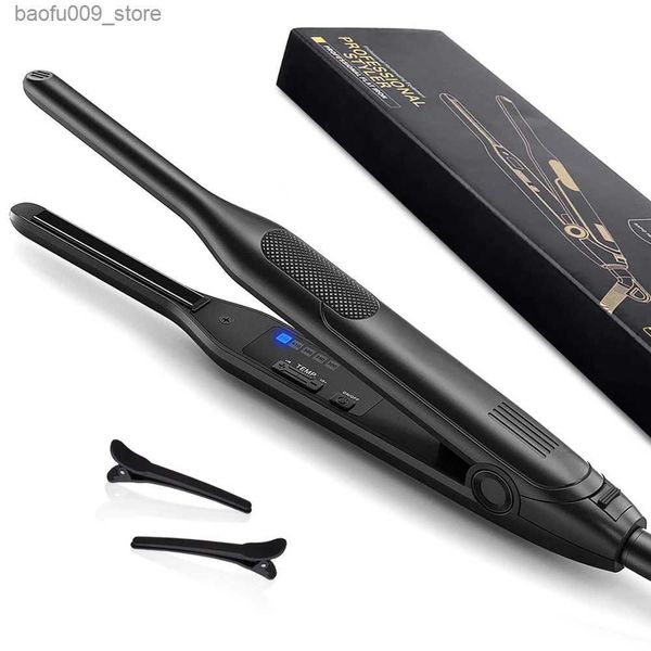 Curling Irons Mini Curler Lápis Placa Flata Flata 2 em 1 Cerâmica Finque estreito 450 F Cabelo curto Bigode estilo Q240425