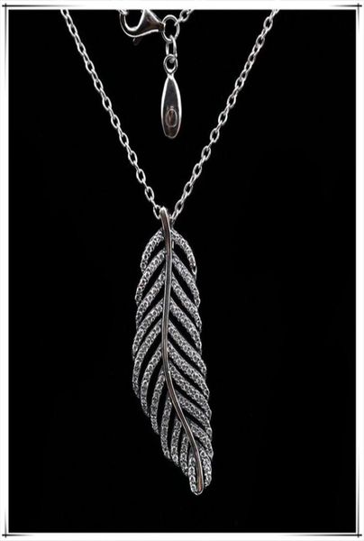 Ожерелье с блестками пера 925 Серебряное серебро для ювелирных украшений Высококачественное элегантное женское ожерелье с оригинальной коробкой 273425921