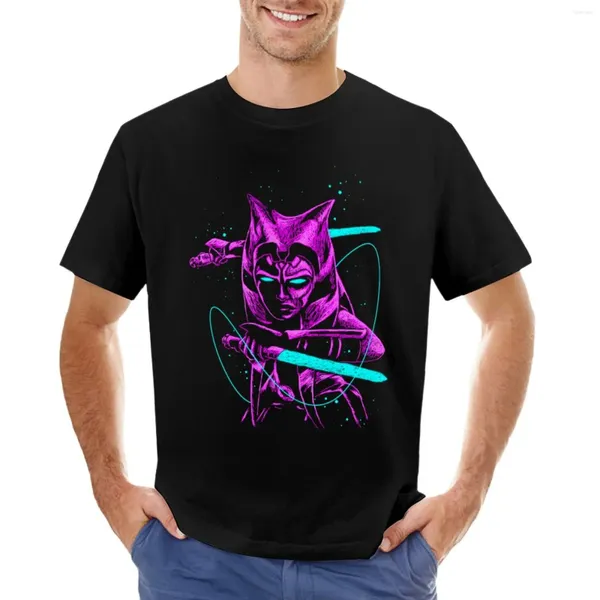 Polos masculinos Desenho de neon artão tano artista shirt em branco Roupas fofas camisetas gráficas grandes e altas