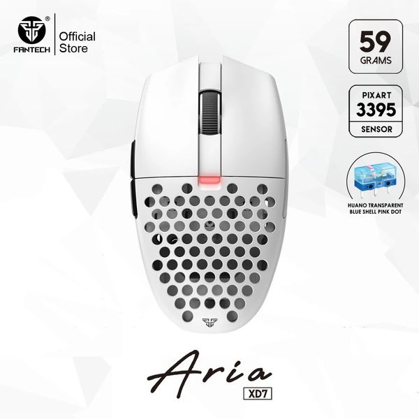 FANTECH ARIA XD7 GAMING MOUSE 59G PIXART 3395 WIDEN e sem fio Huano 80 milhões de ttc codificador de ouro para gamer 240419