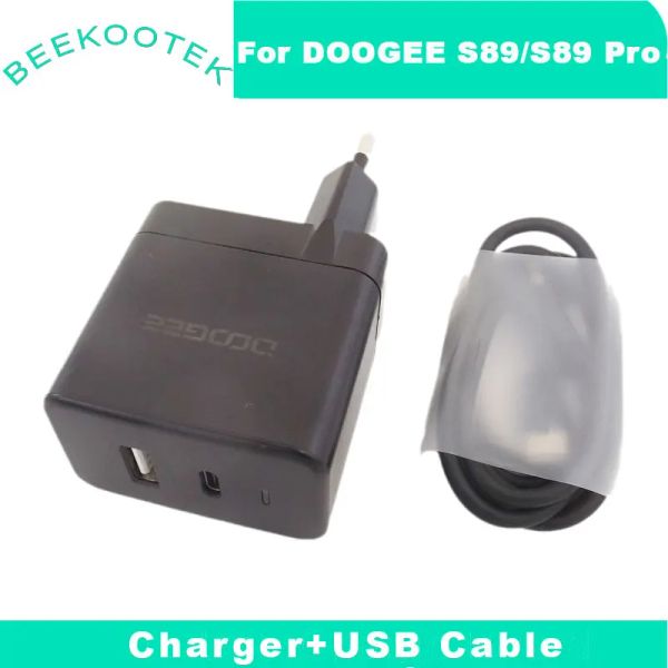 Conversores Novo Original Doogee S89 Fast Charger Cell Phone 65W Carregador rápido Tpyec USB Cable Data Line para Doogee S98 Pro Smart Phone