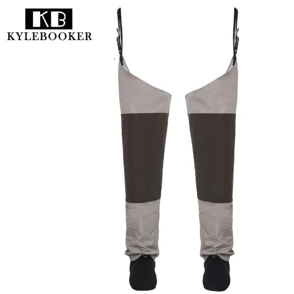 Acessórios Pesca com mosca Waders Hip Wader Breathable Taxa Waders calças de perna à prova d'água com pé de meia