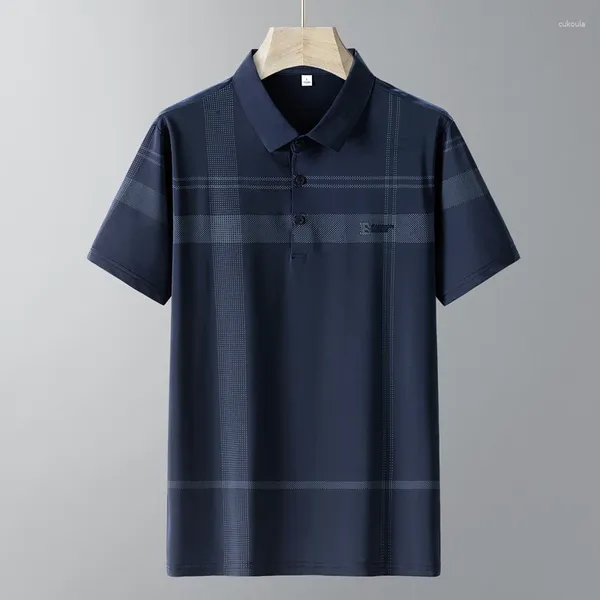 Polos da uomo Summer Ice Silk Polo Shirt for Uomini t-shirt ad asciugatura rapida di alta qualità sottile a maniche corte corta
