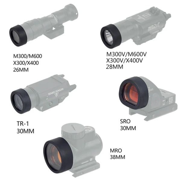 Luci tattiche di gomma coperchio protettore protezione per protezione per trijicon sro mro rossa punta sf m300 m600 x300 x400 tr1 luce arma