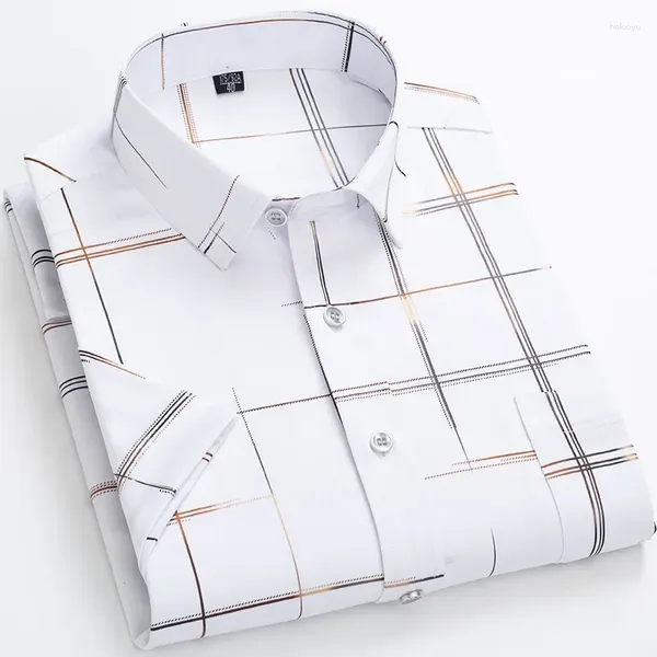 Мужские повседневные рубашки Bamboople Men Print Рубашка летняя мода с коротким рукавом не железо против песа-кринк-крибл-пледа сойискую одежду AE-выбор