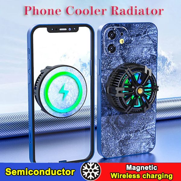 Coolers Novo Telefone Cooler Radiator Radiator Semicondutor Fan Magnetic Fan Charger Game Console Live Cooler para Magsafe iPhone Samsung