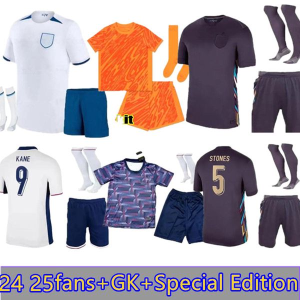 S-4XL 2024 Jerseys de futebol da Inglaterra Kane Sterlingrashford Mount Bellingham Saka Trippier Seleção Nacional Futebol Kids Full Kits