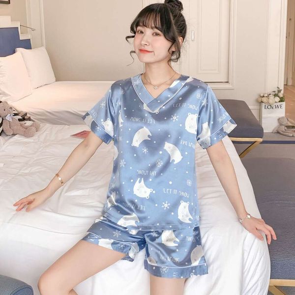 Ice Short Damen Ärmel koreanische Version sexy dünne simulierte Seidenpyjamas Große Hauswaren -Set