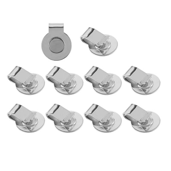 AIDS 10pcs 20mm Golf Ball Marker Magnetic Round Coin Alloy de zinco Silver Golf Hat Hat Clips Marker Golf Golf Putting Green Acessórios