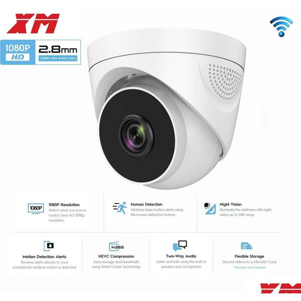 Telecamere proiettili 1080p telecamera di sicurezza wifi 2 MP cupola IP wireless interno supporta il sistema di videosorveglianza a due vie Home Sistema 240126 Drop OTDMV