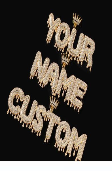 Hip Hop Hop Custom Bills Letters Cipante Necklace Micro Cubic Zircone con catena di corda da 24 pollici8387636