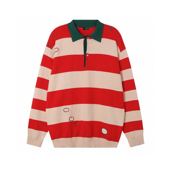 Sigeriette da design del maglione da uomo di lusso Maglioni da ricamo da ricamo per paris Women Polo Neck Red Stripe Pullover Jumper