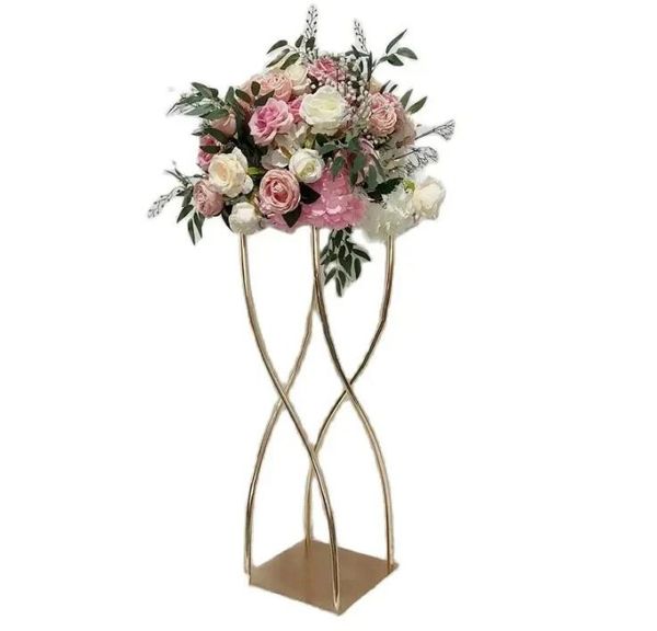 Vasen Gold Blumenständer Metal Road Blei 35 Zoll Hochzeitstisch Herzstück Blumen Rack für Event Party Home Dekoration