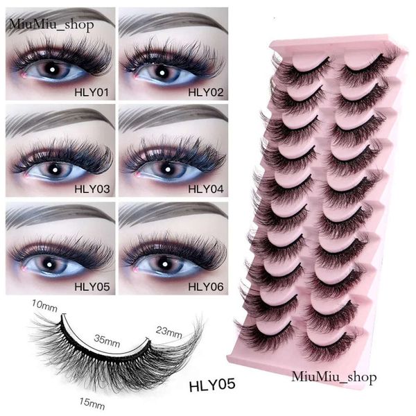 10 Paare Streifen Wimpern Erweiterungen liefern flauschiges Volumen falscher Wimpern 8d DD Curl Dramatische unordentliche natürliche natürliche dicke rosa Box Großhandel Make -up Mink Fake Las 183