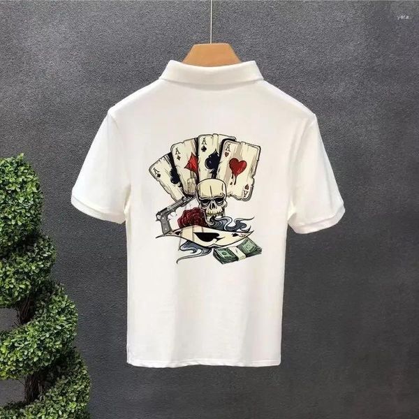 Masculino masculino masculino masculino masculino de camiseta y2k com colarinho gótico grunge tops desenhos pólo camisas de pólo verão básico seco rápido elegante slim fit xl xl