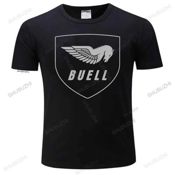 Herren T-Shirts Herren Sommer High Quty T-Shirt Buell Motorradunternehmen Lose Größe T-Shirt Unisex Fashion Crew Neck T-Shirt Schwarz T240425