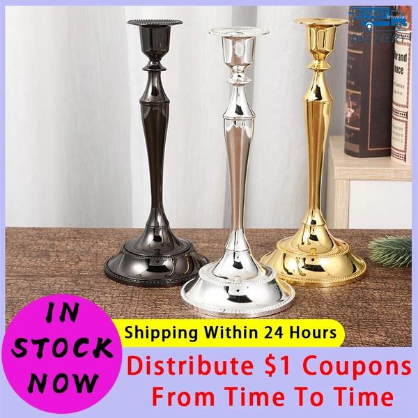 Kerzenhalter Metallhalter Silber/Goldhandwerk Home Dekoration Accessoires Hochzeitsurlaub Candlestick Portavelas Candelabra