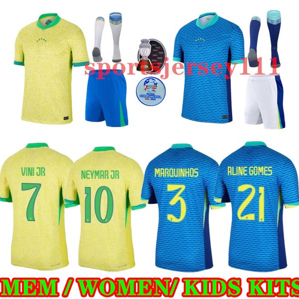 2024 Jerseys de futebol do Brasil Neymar Vini Jr Camiseta de Futbol Paqueta Raphinha 24 25 Camisa de futebol Maillots Marquinsil Brasil Richarlison Homens Crianças Mulheres Camisetas Mulheres