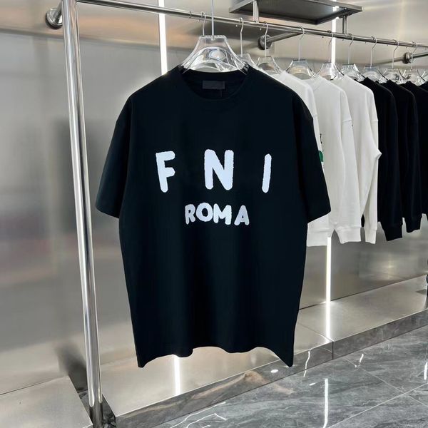 T-shirt da uomo e maglietta da donna Designer Classica Fashion rotonda di Fashion rotonda Simple T-shirt Casualmente traspirante in cotone puro Pure Black and White Coppia T-shirt S-5XL S-5xl