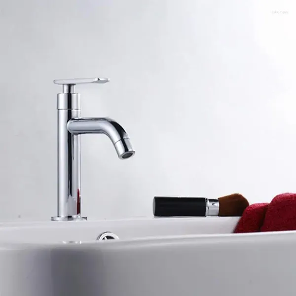 Rubinetti del lavandino da bagno rubinetto bacino singolo tocco di acqua fredda spazzolato