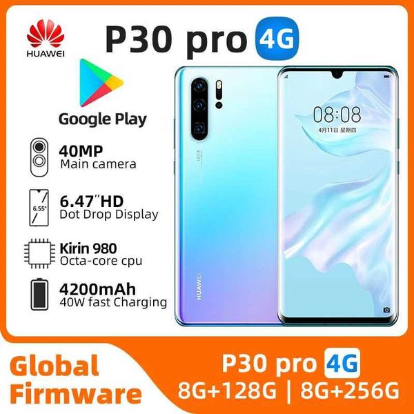 Casos de telefone celular Versão CN P30 Pro Smartphone Android Câmera de 6,47 polegadas 40MP 128 GB/512GB Play Store Mobile Usado telefones 240423