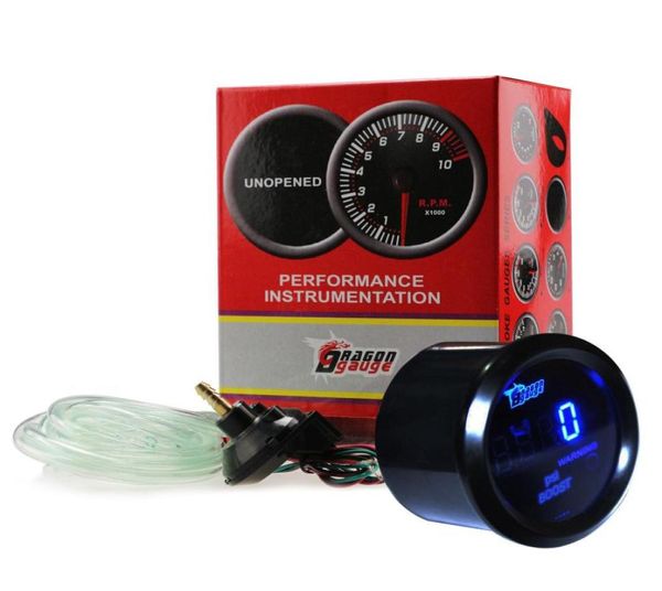 Black 2quot 52mm Car Motor Automático LED azul digital 1429 PSI Boost Gauge Car Auto1908893