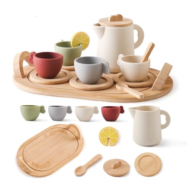 Holzkinder Montessori Spielzeug Teapot Teetasse Simulation Küche Utensil BPA kostenlos