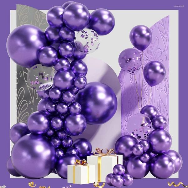 Decoração de festa Balões roxos metálicos arco kit de guirlanda Confetti Balloon Baby Churche