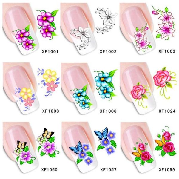 Whole60Sheets XF1001XF1060 NAIL ART WATER TRANFER Sticker Nails Nails Arps Foil Decal Временные татуировки Watermark4598028