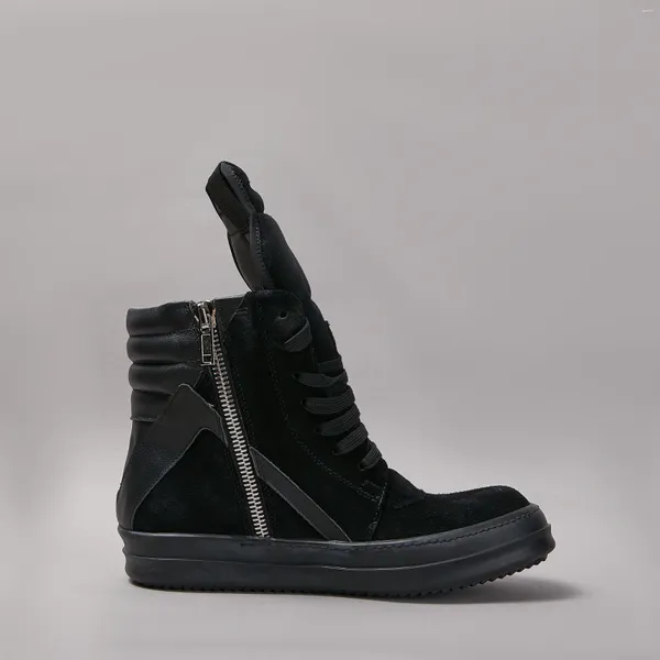 Scarpe casual marca uomo scarpa alta top street donne sneaker di qualità nera in pelle nera ghiobasket stivale caviglia di lusso a cerniera spessa