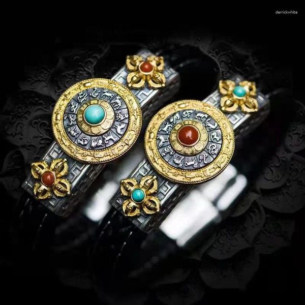 Charm Armbänder modische und exquisite Kupfer neun Paläste Bagua Rotatable Viel Glück Lederseil Armband für Männer Frauen Schmuck Geschenk