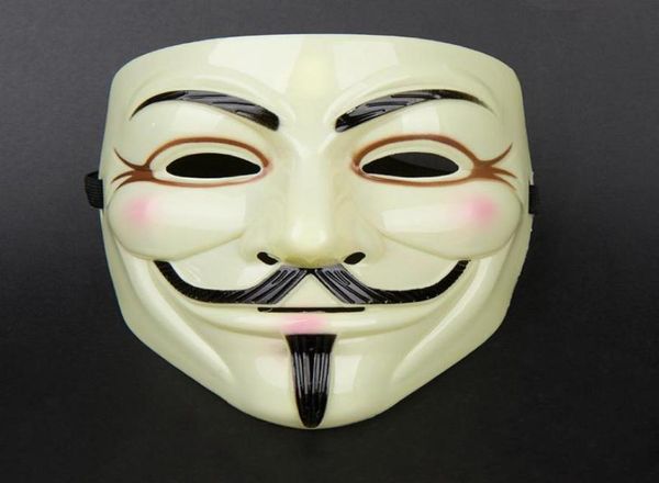 MOQ20PCS V per Vendetta Halloween Maschera Guy Fawkes Maschere Full Face con Eyeline più colori Pvc Film Tema per Adulto1417092