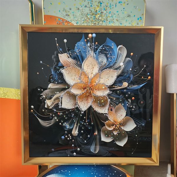 Wohnzimmer Esszimmer Malerei Blume Diamant Malmal